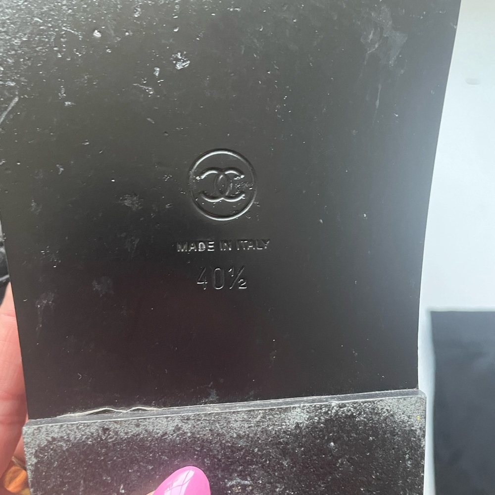 Size 40.5 CHANEL Black Lambskin DAD SLIDE sandals G45507 W/ receipt - Picture 13 of 16